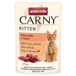 Animonda Carny Kitten Pouch 12 X 85g -Savic Plan Store 105315 pla animonda carny kitten rind kalb huhn 85g hs 01 6