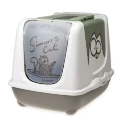 Simon's Cat Hooded Filter Litter Tray -Savic Plan Store 110110 karlie simonscat katzentoillette grau hs 02 1