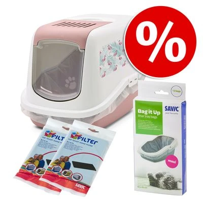 Savic Nestor Cat Litter Tray With Flamingo Design 3 Savic Nestor Cat Litter Tray With Flamingo Design - Image 3
