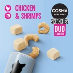 Cosma Snackies DUO 2 In 1 – Saver Pack -Savic Plan Store 70066 cosma snackies duo foodboard chickenshrimps 1000x1000 3